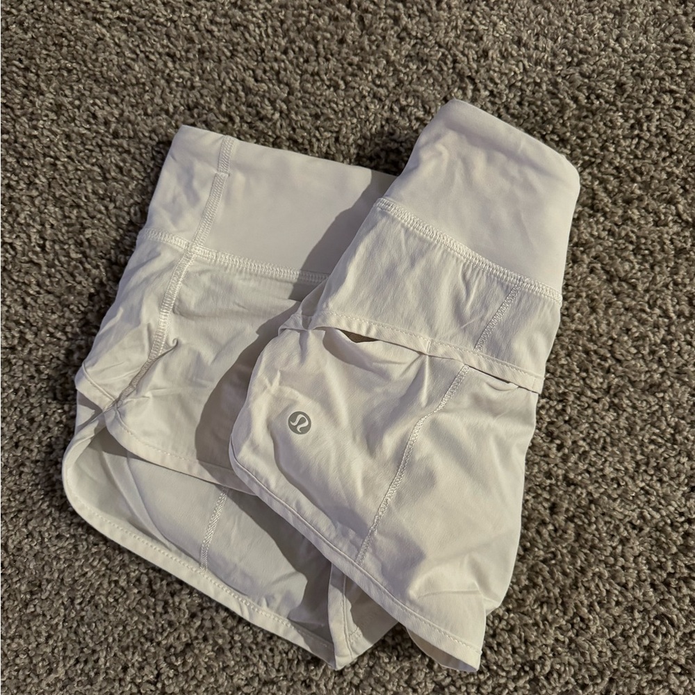 White lululemon speed up shorts